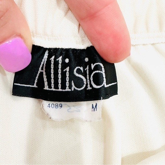 Vintage Allisia Drop Waist Cream Navy Bows Ribbons Printed Pleated Skirt - Picture 4 of 8